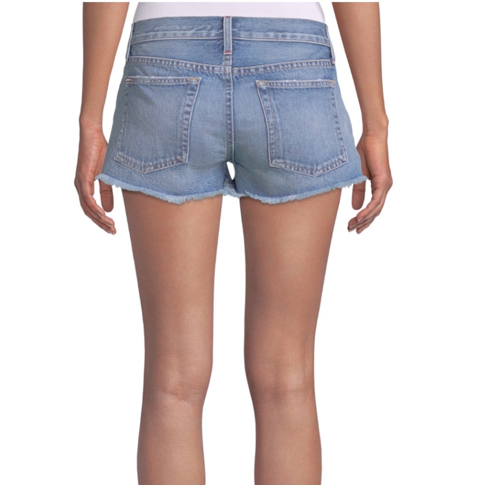 Alice + Olivia jeans collection distressed denim shorts.